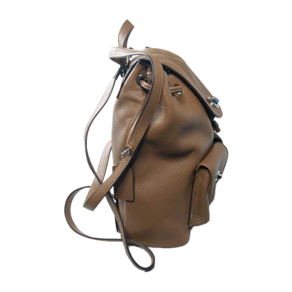 Coach Turnlock Rucksack 37582 Backpack Brown Pebble Leather Bag Retail $398 - Picture 5 of 13